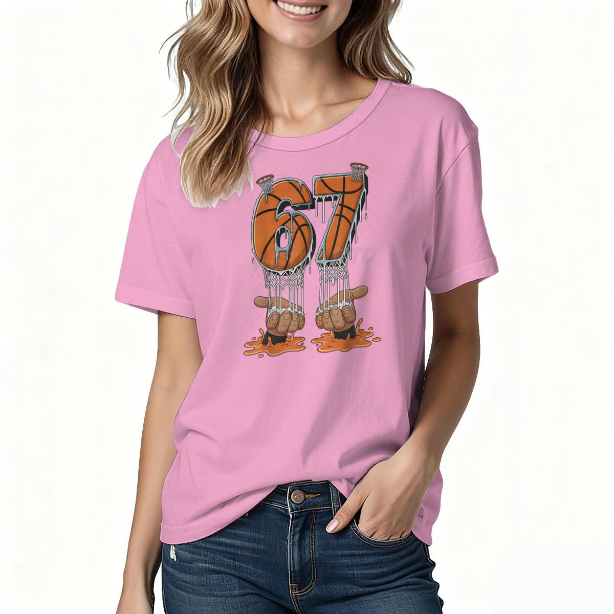 Printed Crew-neck Loose-fitting Sweatshirt With Short Sleeves For Men And Women