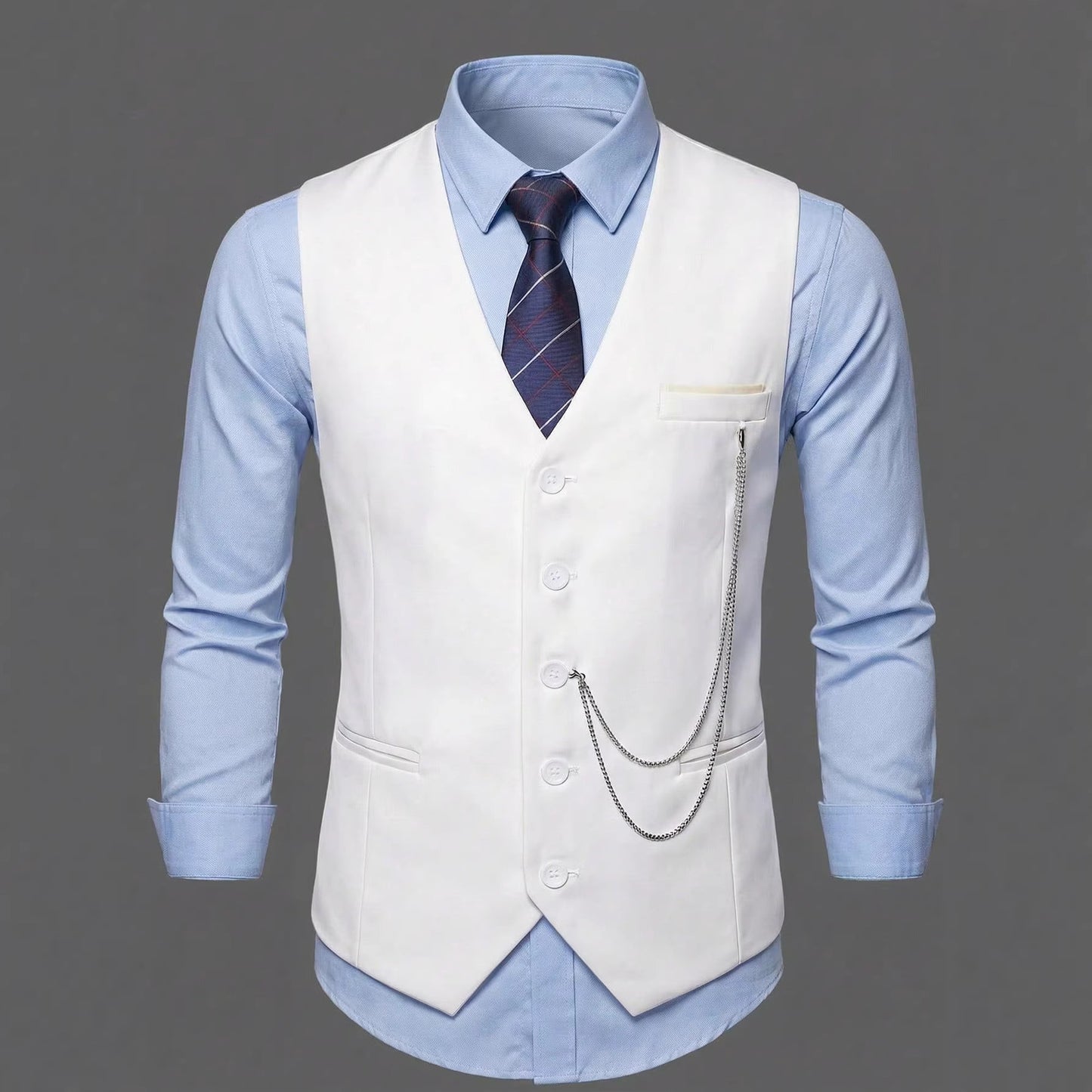 Men's Single-Breasted Suspender Suit Vest