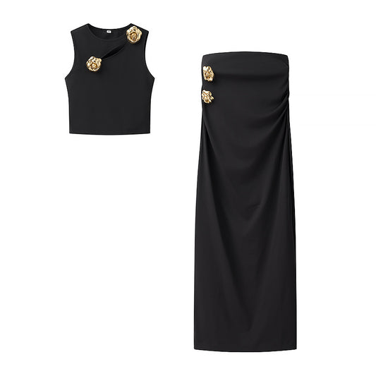 Hanging Collar Vest Top Straight-leg Trousers Casual