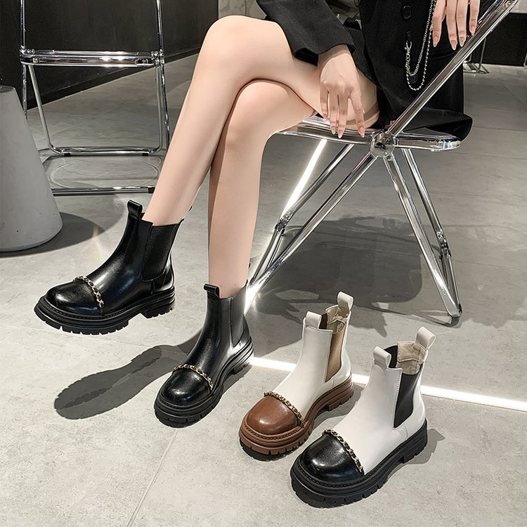 British Wind And Smoke Women's Iron Chain Single Boots