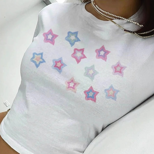 Womens Stylish Versatile Slim-fit Top With A Printed Pattern