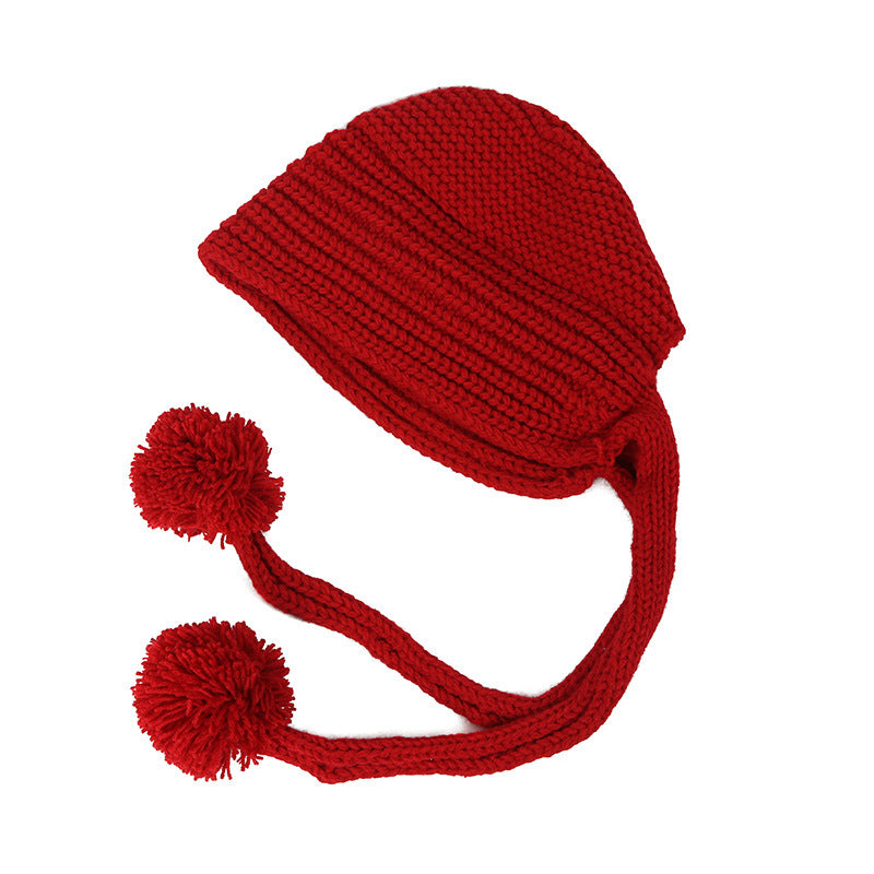 Women's Hand-knitted Long Lace-up Soft Girl Beanie Hat
