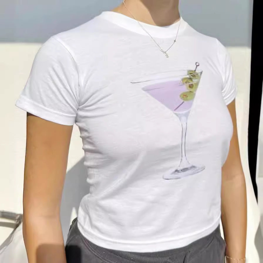 Women's Street Solid Color Printing Round Neck Fashion Casual Short Sleeve
