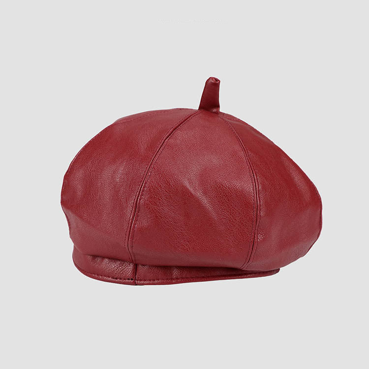 Women's English Vintage Leather Octagonal Hat