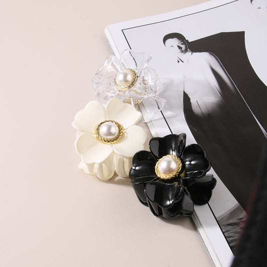 French Romantic Flower Clasp Pearl Hairpin Girl