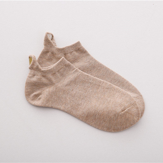 Heel Ear Love Embroidery Women's Boat Socks