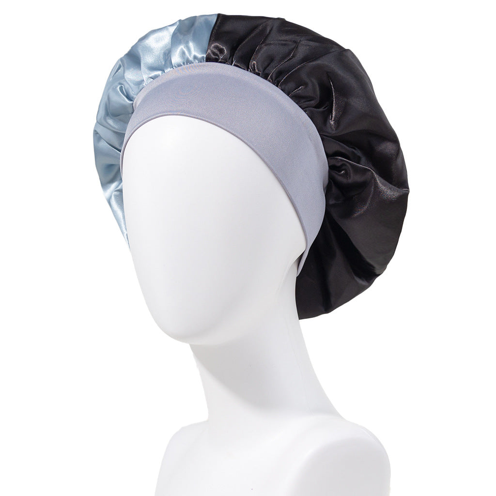 Stitching No Plus-sized Elastic Wide-brimmed Single-layer Color Hair Care Nightcap