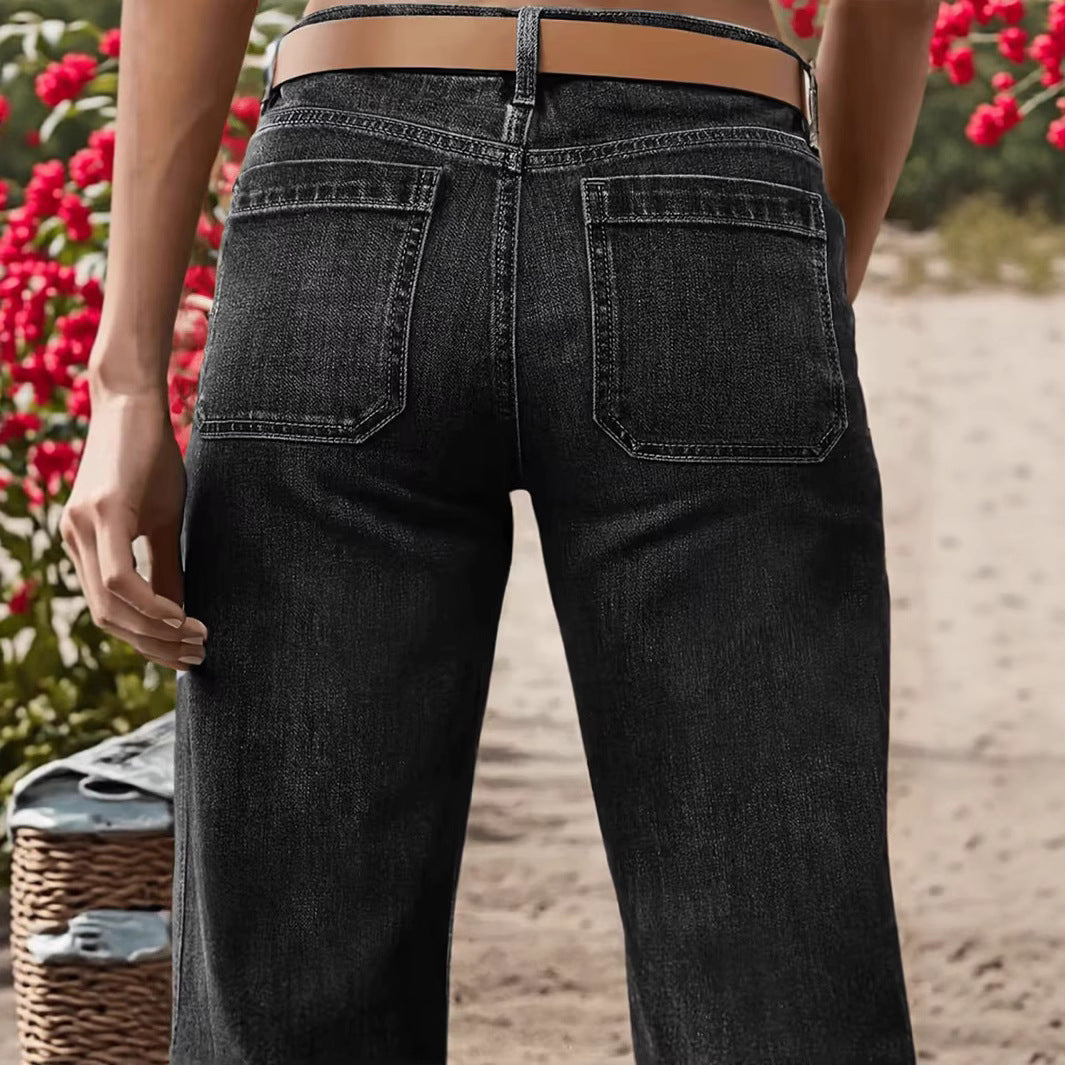 Jeans Women's Autumn And Winter Slimming And Wide Leg Temperament Straight-leg Pants