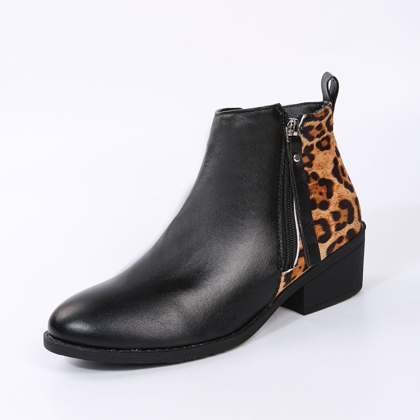 Large Size New British Style Pointed Toe Zipper Women's Leather Boots