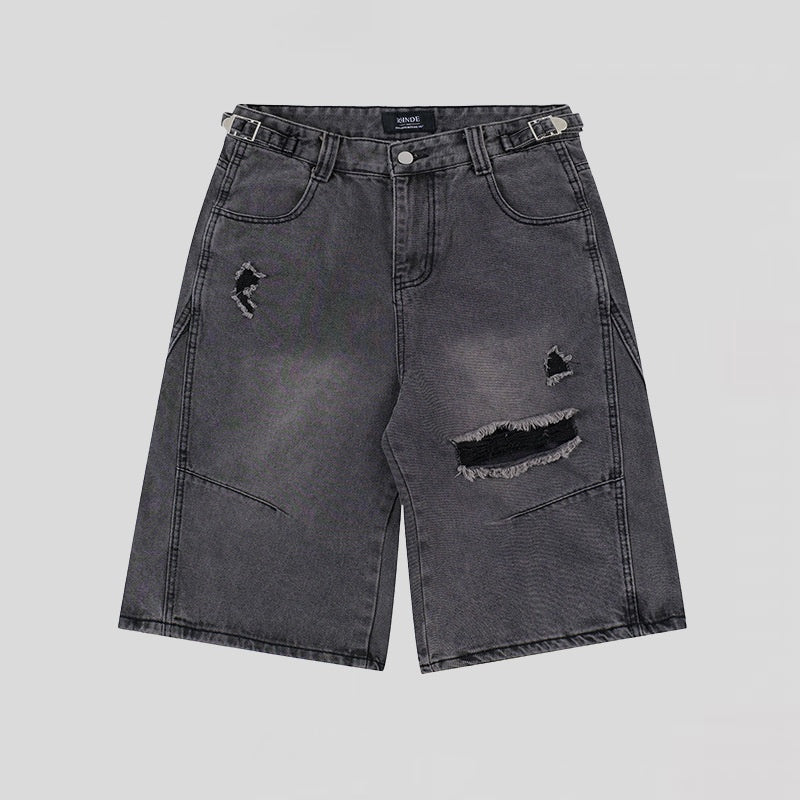 American Retro Cropped Ripped Jeans
