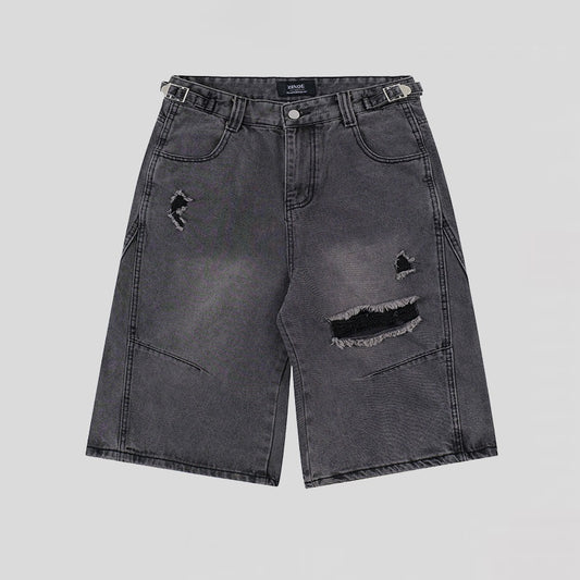 American Retro Cropped Ripped Jeans