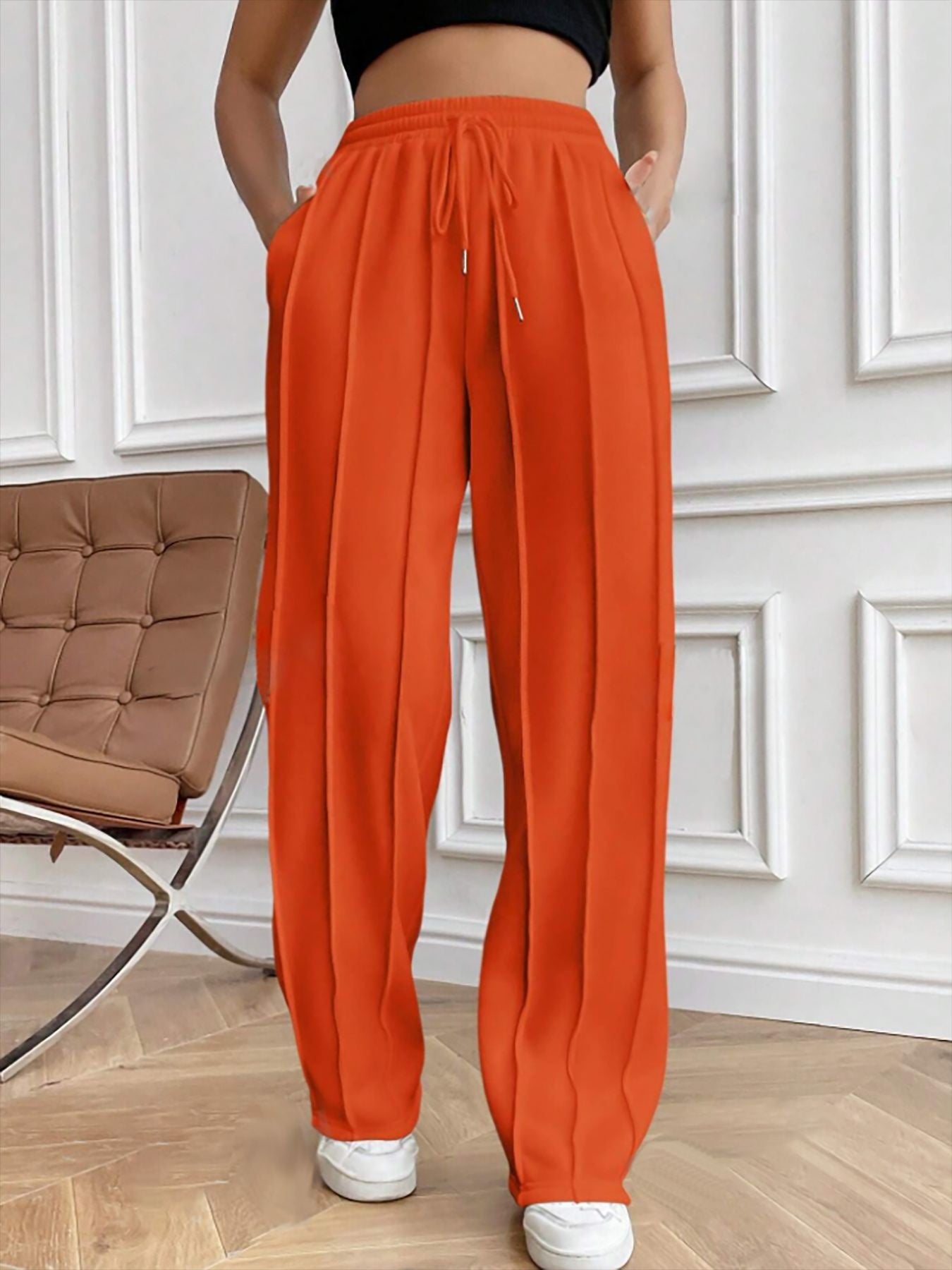 Gray Sweatpants Women's High Waist Wide Leg Loose