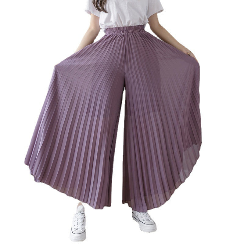 Loose-fitting Pleated Chiffon Wide-leg Women's High Waist Straight Skirt Pants