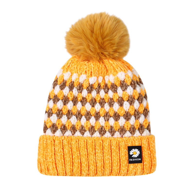 Women's Fashion Thick Warm Cute Fur Ball Knitted Hat