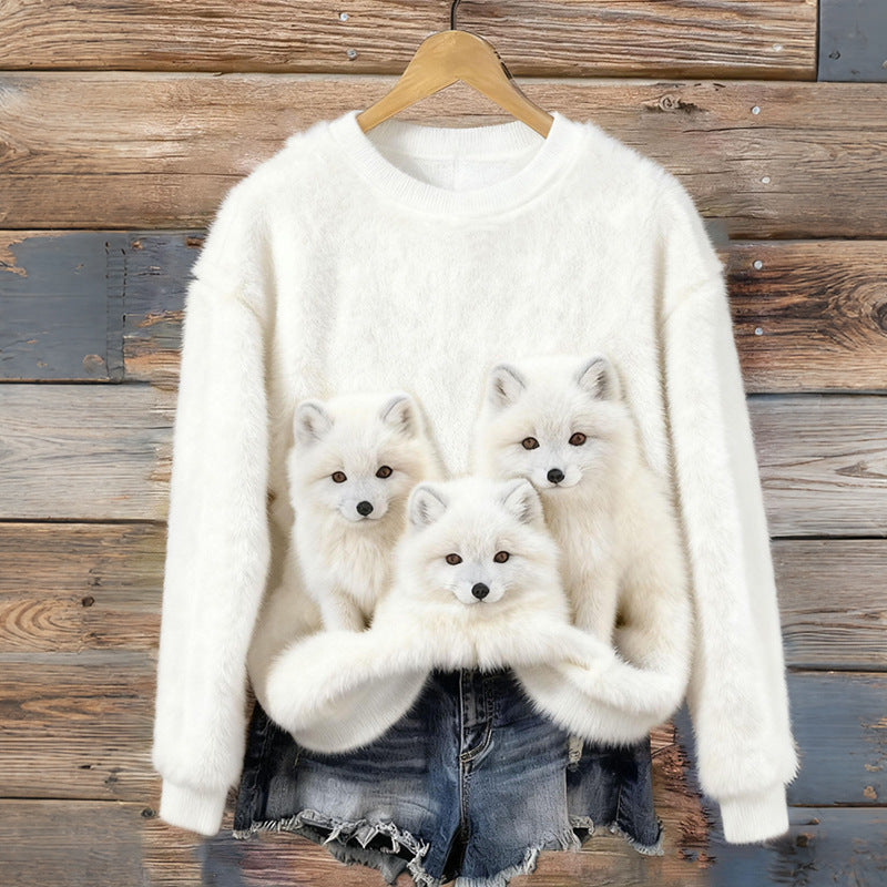 Womens Adorable Christmas Flannel Hoodie With Long Sleeves