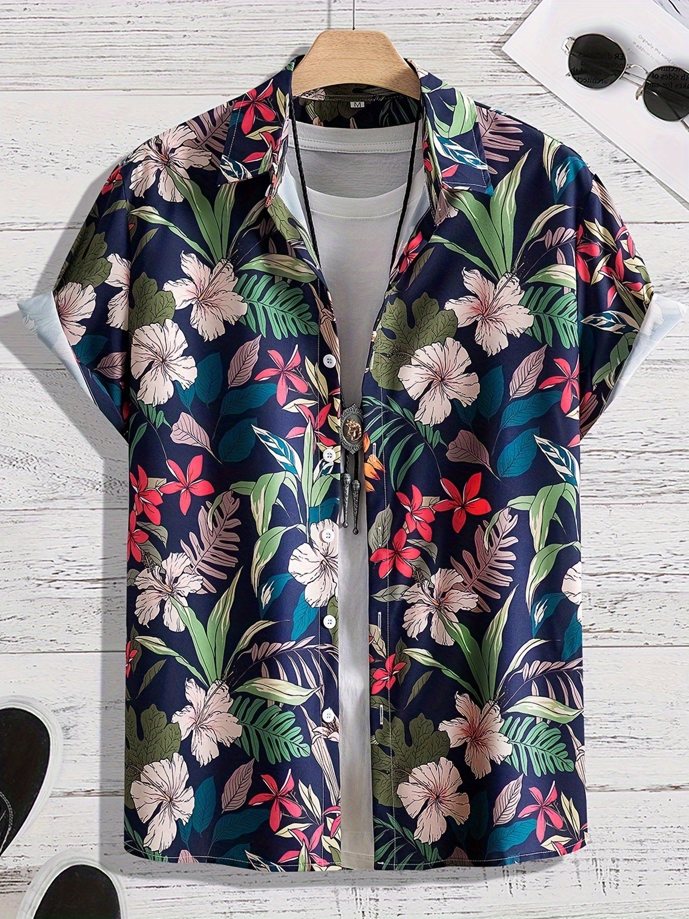 Printing Fashion New Flower Men's Short Sleeve Shirt