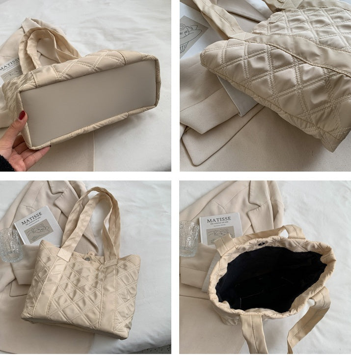 New Fashion Lingge Embroidered Thread Shoulder Bag
