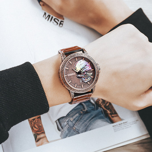 Men Fashion Vintage Stainless Steel Bronze Watch