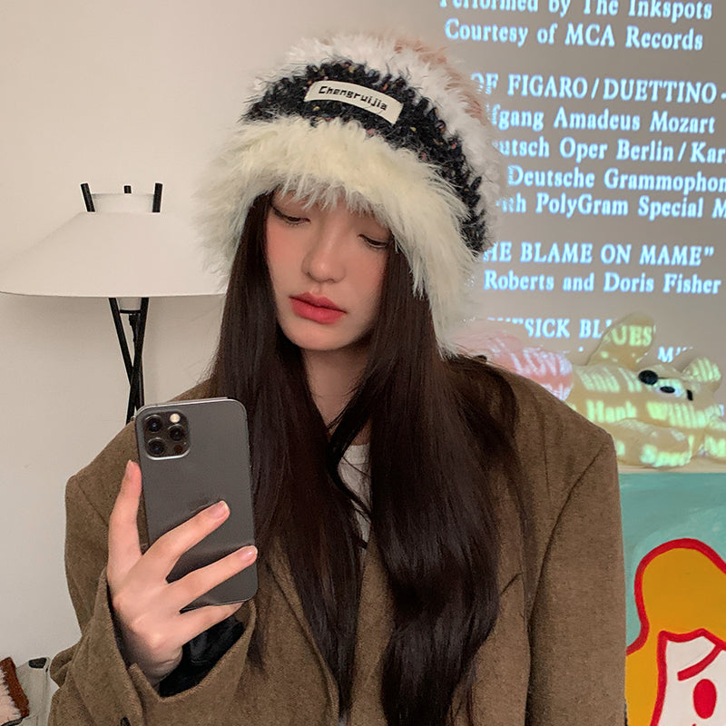 New Autumnwinter Plush Knitted Hat For Women