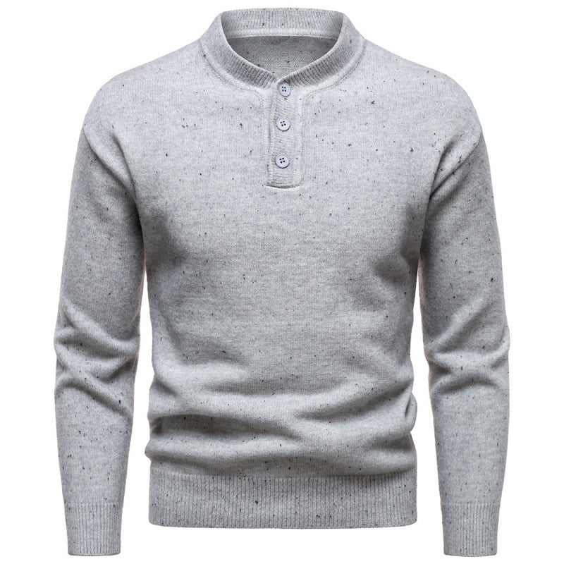 Henry Sweater til Mænd med Høj Krave og Snefnugprikket Design