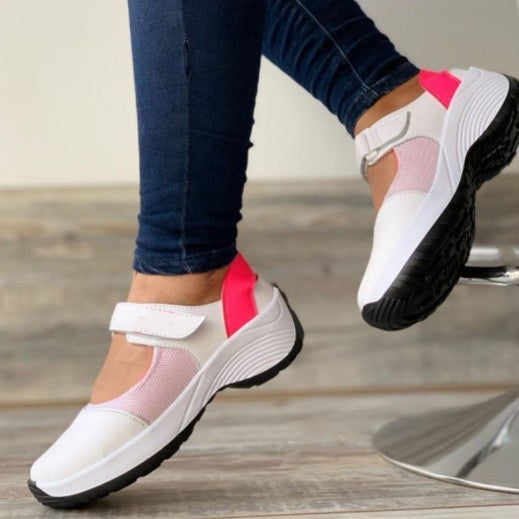 Round Head Casual Velcro Solid Color Low Top
