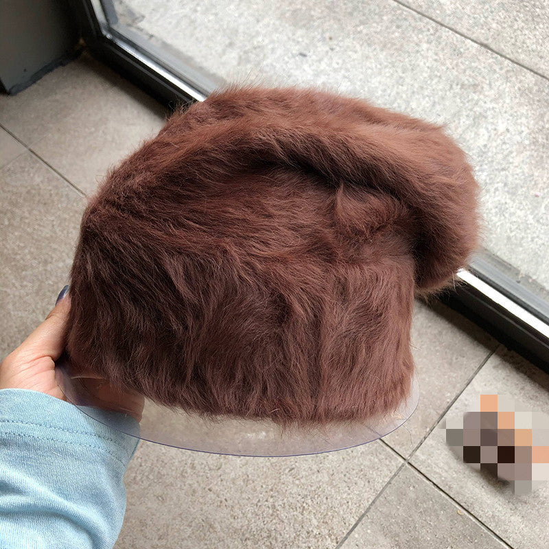 Plush Gentle Rabbit Fur Knitted Pile Heap Cap