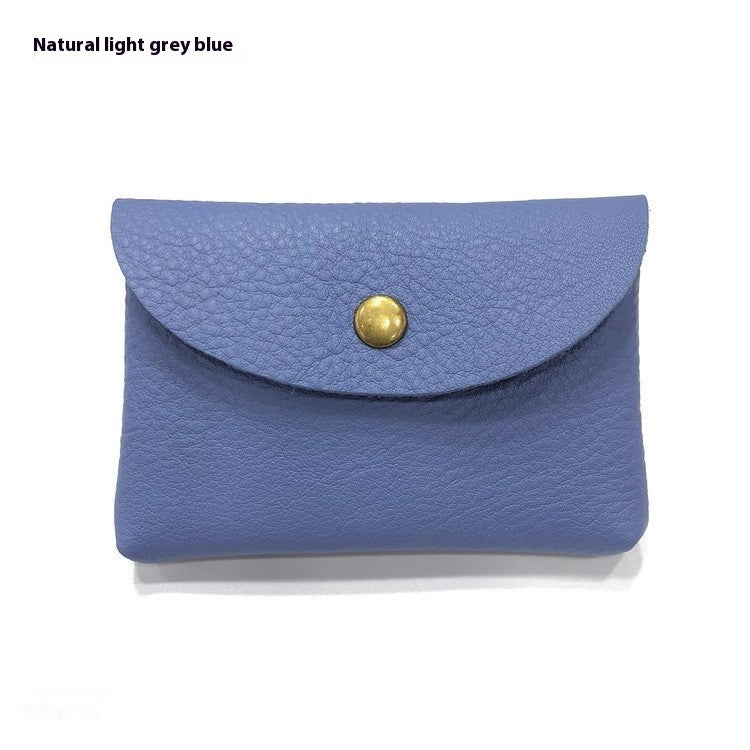 First Layer Cattlehide Leather Fashion Hidden Hook Coin Pocket Card Holder Mini-Portable