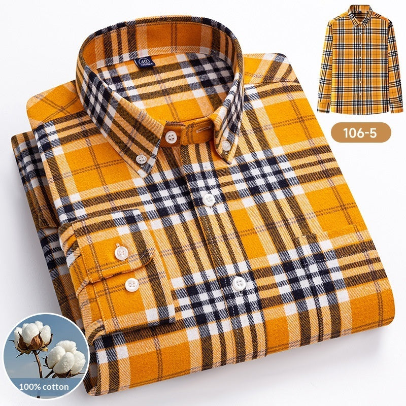 Cotton Plaid Long-sleeve Shirt For Layering Or Wearing On Its Own
