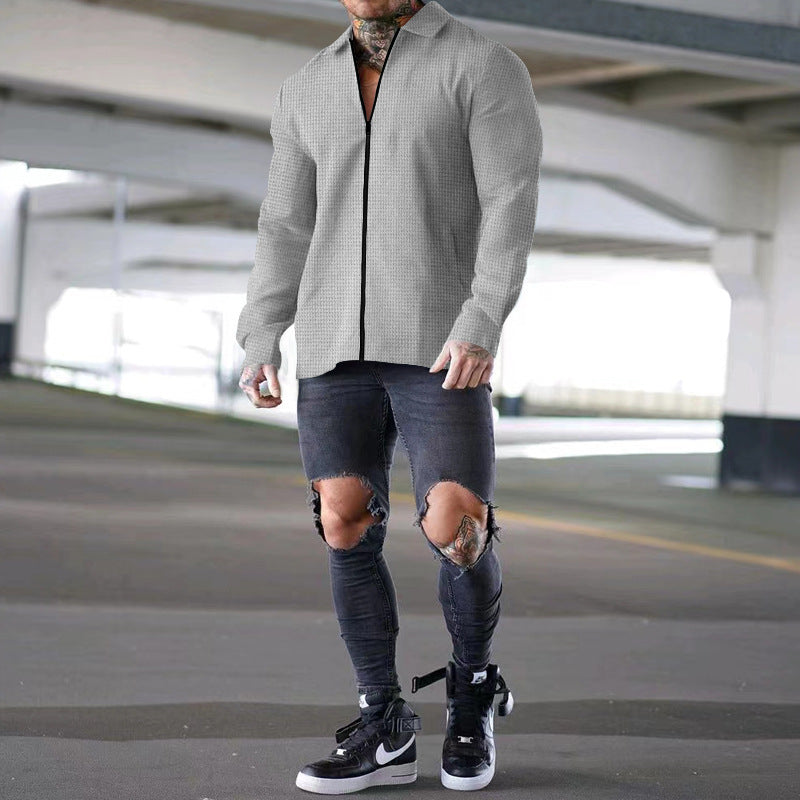 Summer Menswear Solid Color Long-sleeve Zipper