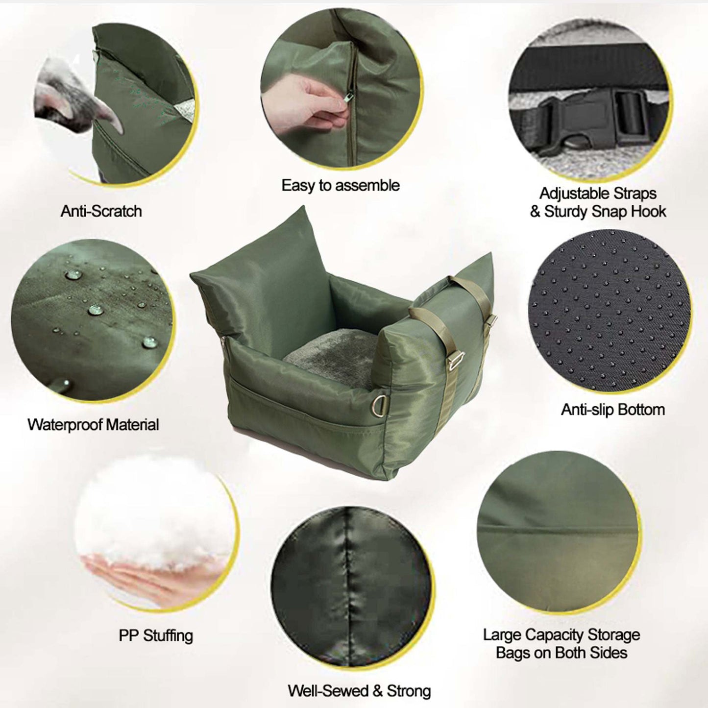 Car Kennel Waterproof Non-slip Stain Resistant Removable Pet Bag