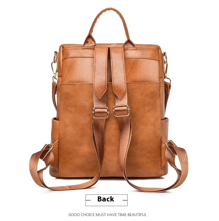 Women's Fashion Solid Color Pu Backpack