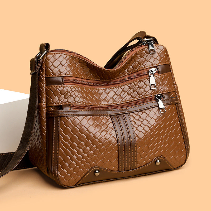 Multi-compartment Woven Single Shoulder Messenger Bag