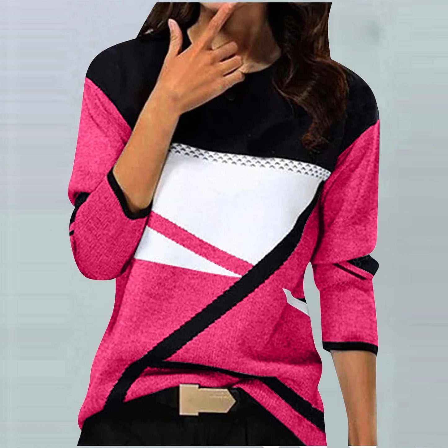 Casual Striped Long Sleeve Round Neck T-shirt