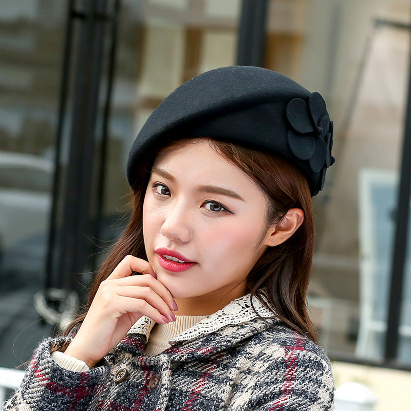 Beret Women's Winter Sheep Felt Hat