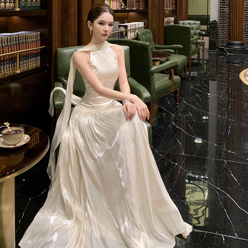 Chic French-style Halterneck Dress