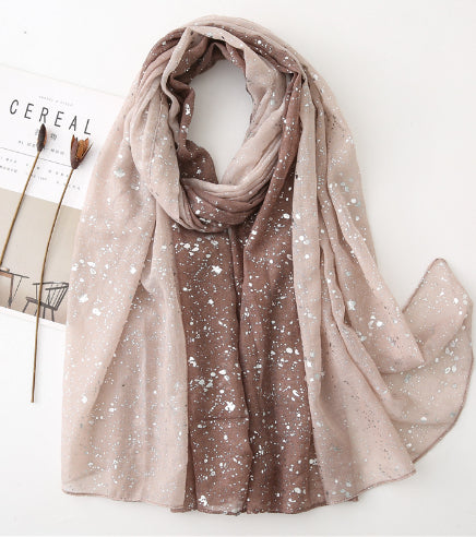 Hot Silver Gradient Personalized Scarf Thickened Warm Scarf Dual-use Shawl