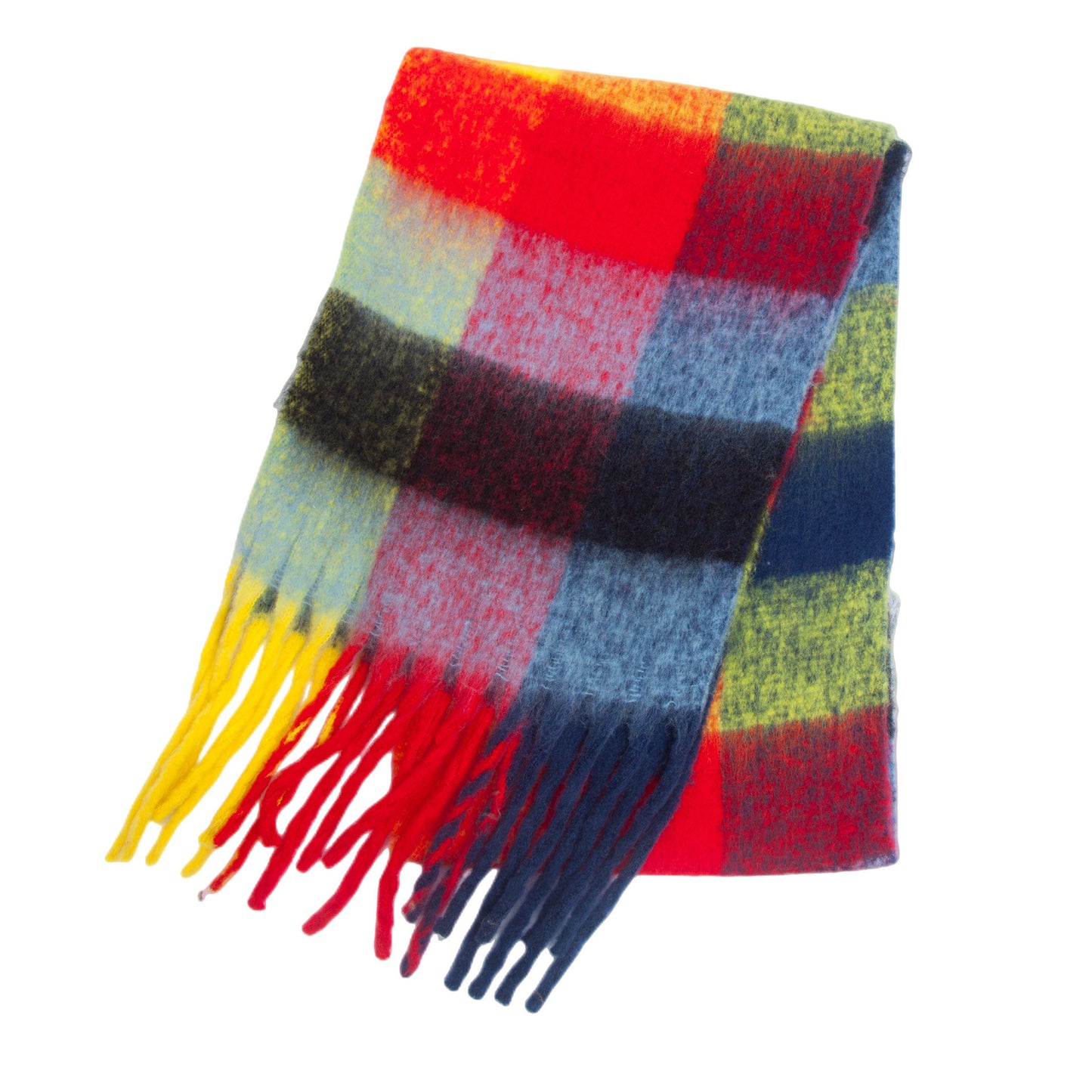 Women's Scarf Autumn And Winter New Thick Beard Color Four-grid