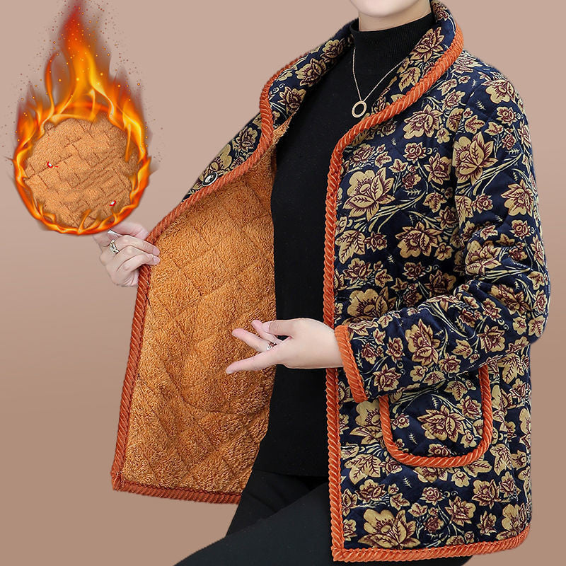 Winter Velvet Thickened Women's Short Cotton Padded Jacket Coat