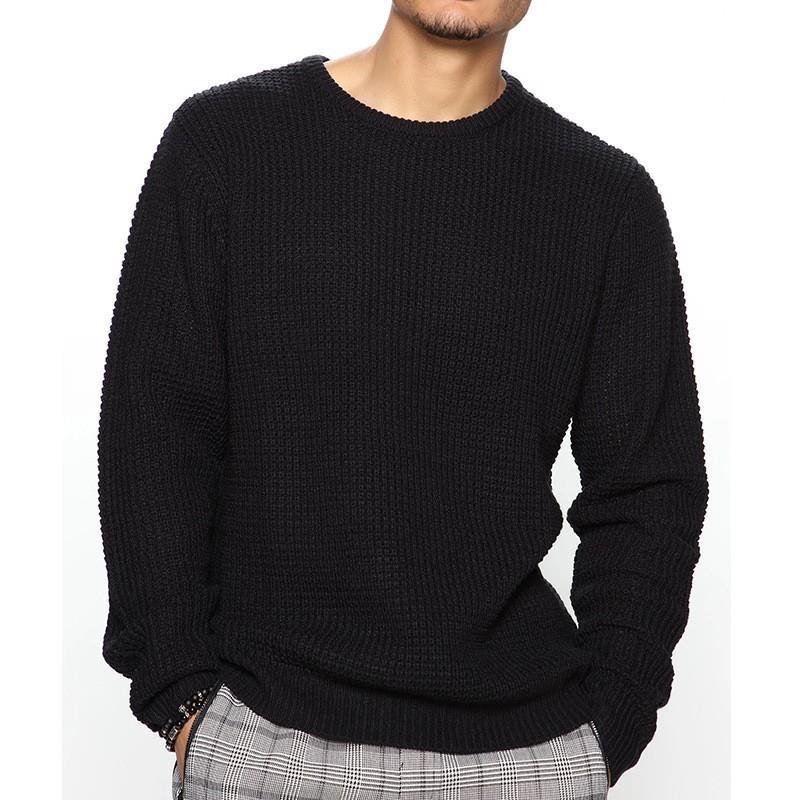 Langærmet sweater til mænd med rund hals, afslappet og løs pasform