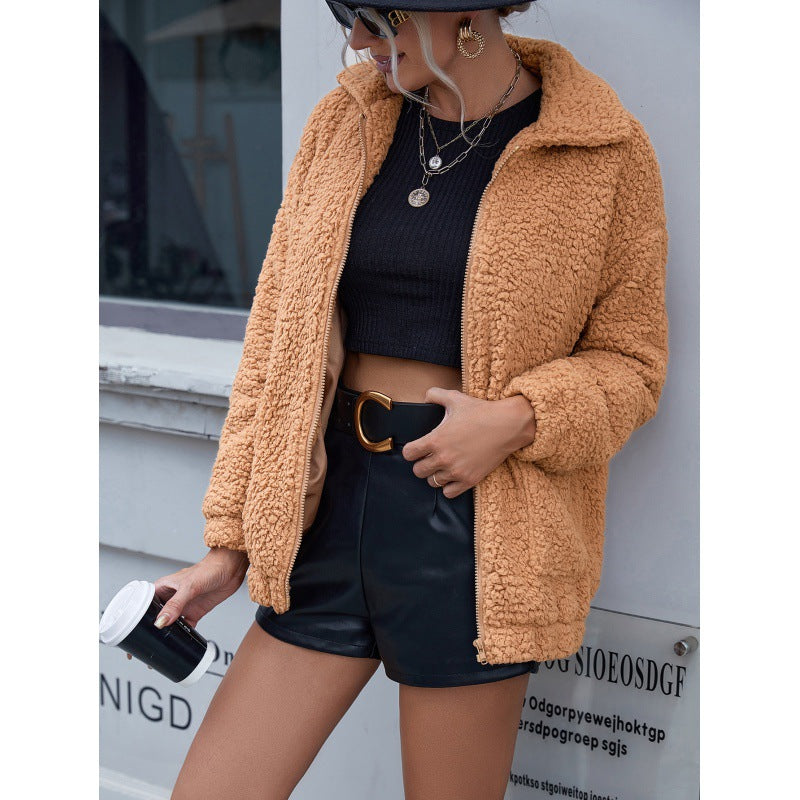 Chaqueta corta de felpa reversible  