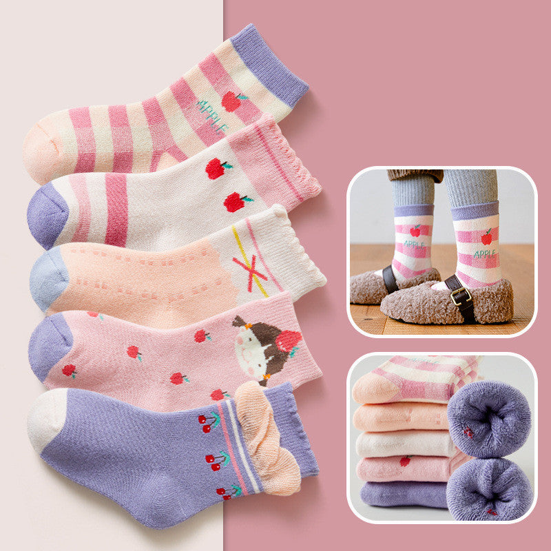 Children's Padded Terry-in-tube Baby Cotton Socks Cartoon Giraffe Towel
