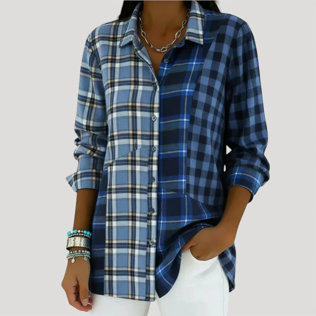Womens Factory-Custom Long-Sleeve Contrast-Color Shirt