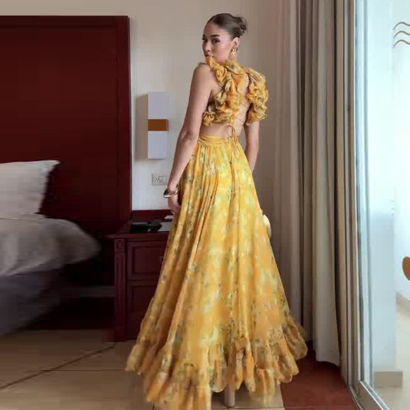 Womens Stylish And Elegant Sleeveless Waist-cinching Dress
