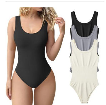 Women's U-neck Sleeveless Vest Tight Jumpsuit