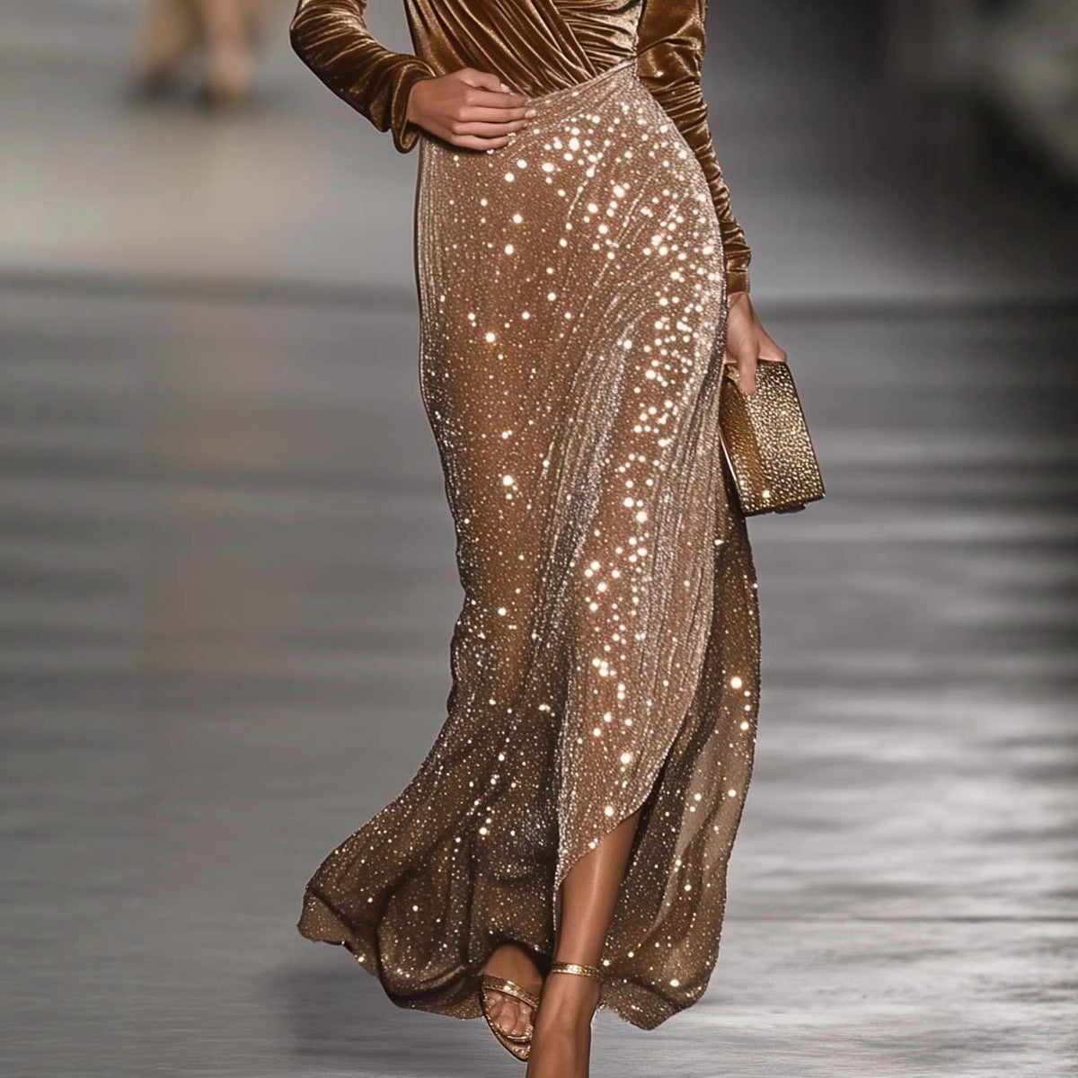 New Long Sequin Robe Dress For Cross-border Markets
