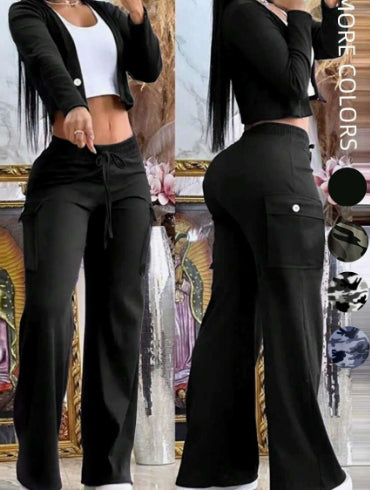 New Fashion Wide-leg Pants And Top Set