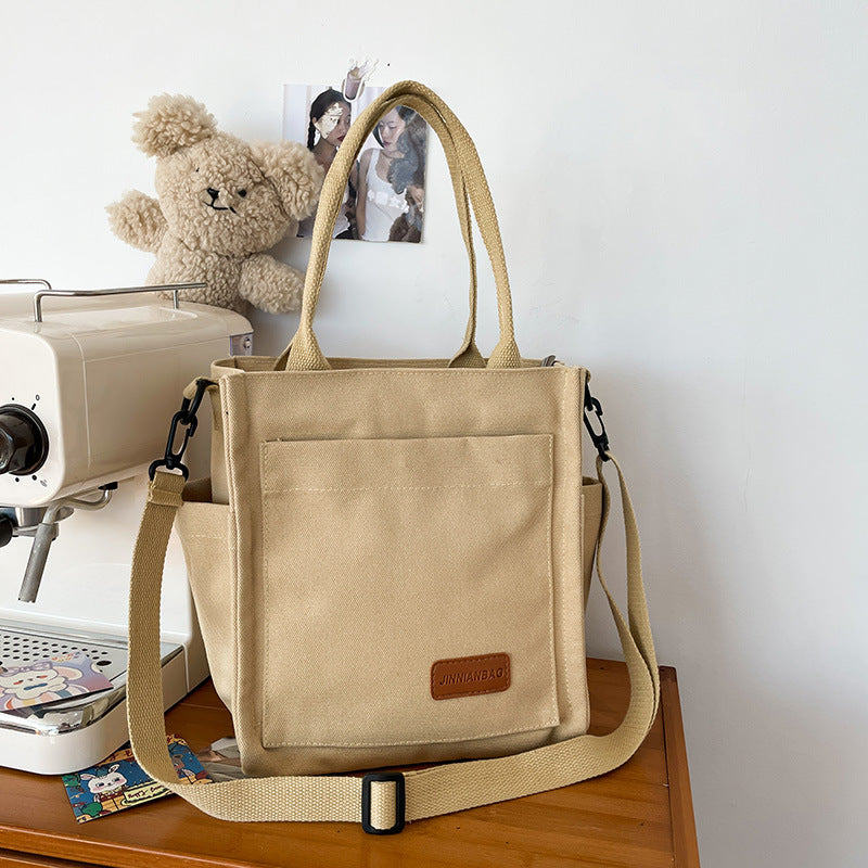 Women's Fashionable And Versatile Solid Color Thousand Layer Canvas Bag