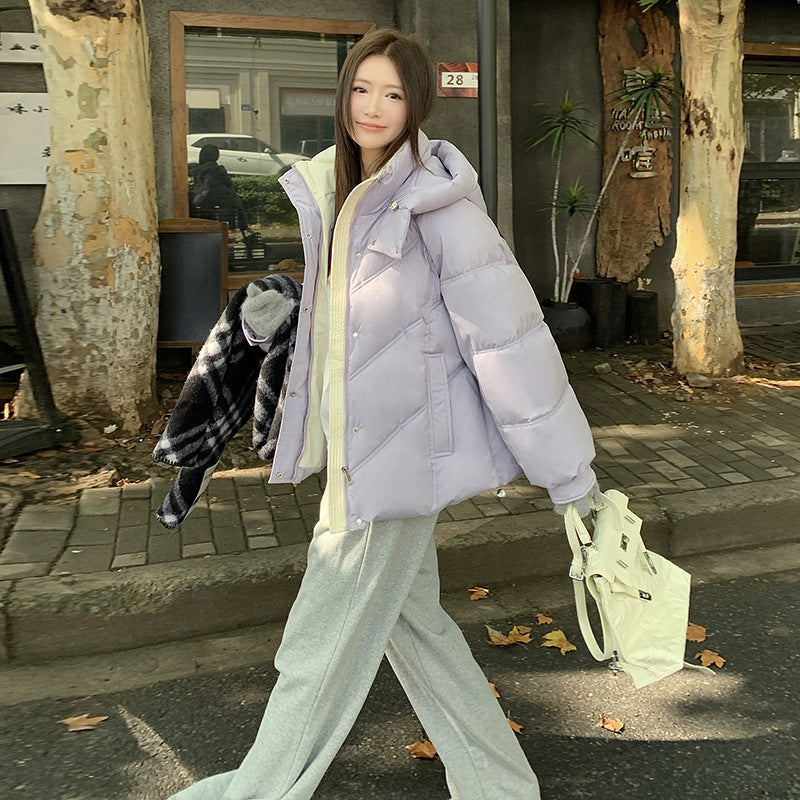 Short Cotton Jacket Women's Warm Hooded Windproof Cotton-padded Jacket