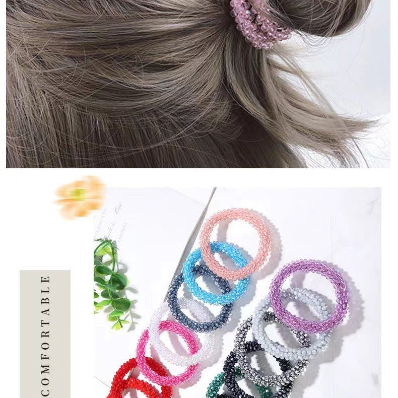 Crystal Color Elastic Rubber Band Hair Ring Ponytail Simple