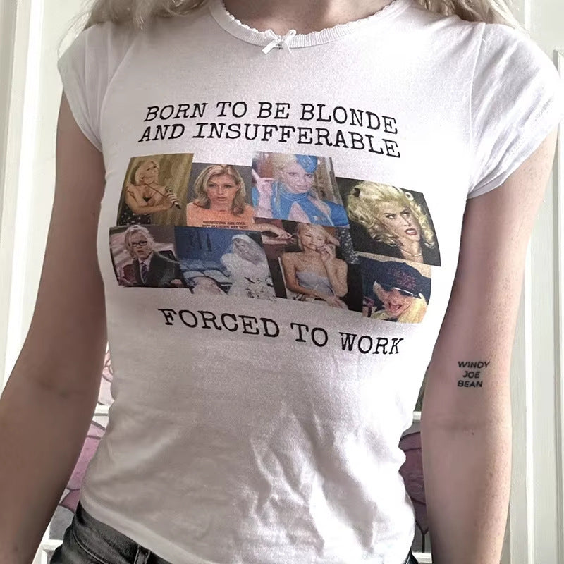 Womens Arrival Crew-Neck T-Shirt With Letter Print